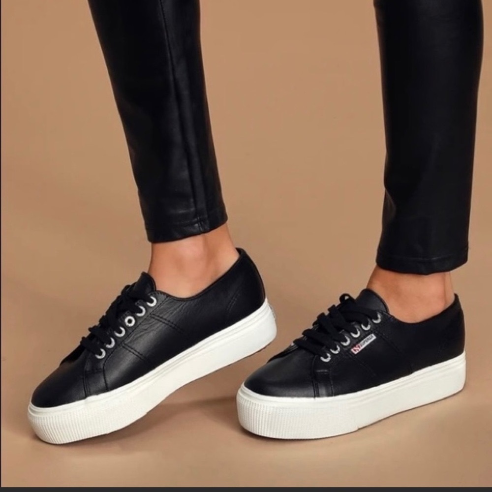 BRAND NEW: Superga Leather Platform Sneakers